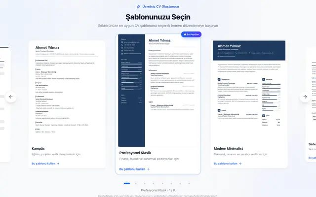 Screenshot of CV Editörü — Profesyonel Özgeçmiş Oluştur | Careerium