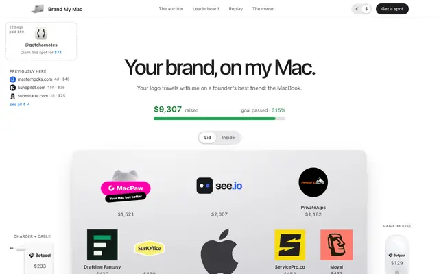 Screenshot of Brand My Mac — Let your brand travel