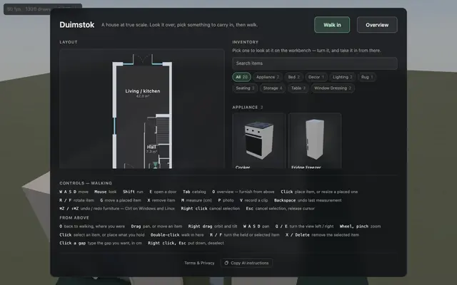 Screenshot of Duimstok — Walk through your home in the browser