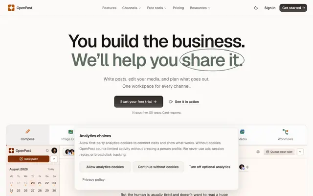 Screenshot of OpenPost - The all-in-one content team for solo founders