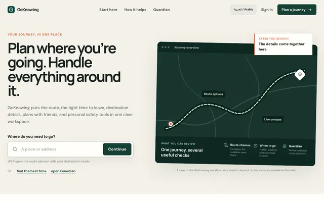 Screenshot of GoKnowing — Step out. Know more.