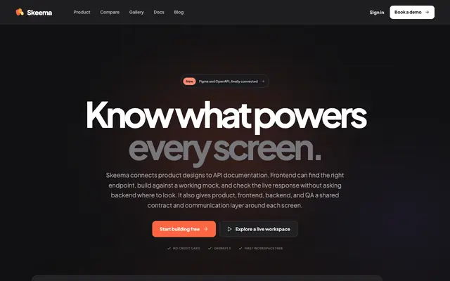 Screenshot of Skeema - Know What Powers Every Product Screen