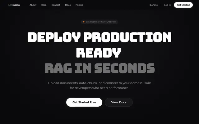 Screenshot of RaggedAI - Custom AI Chatbots & Intelligent RAG Platform