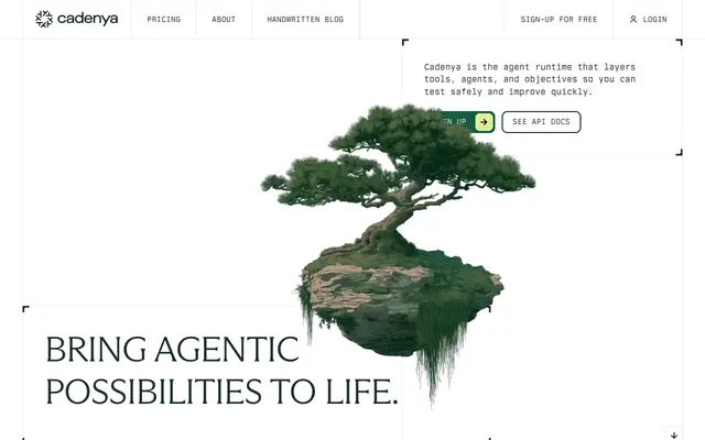 Screenshot of Cadenya — Bring agentic possibilities to life