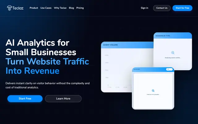 Screenshot of Teclaz | AI Analytics for Small Businesses