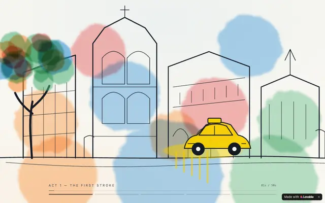 Screenshot of Yellow Taxi — Ink & Watercolor City