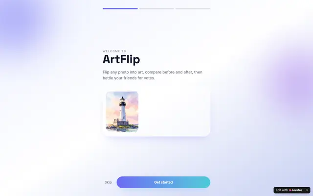 Screenshot of ArtFlip — Turn your photos into art and battle for votes