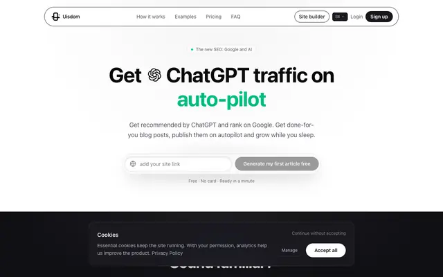 Screenshot of Uisdom.design — Rebuild or improve your website with AI
