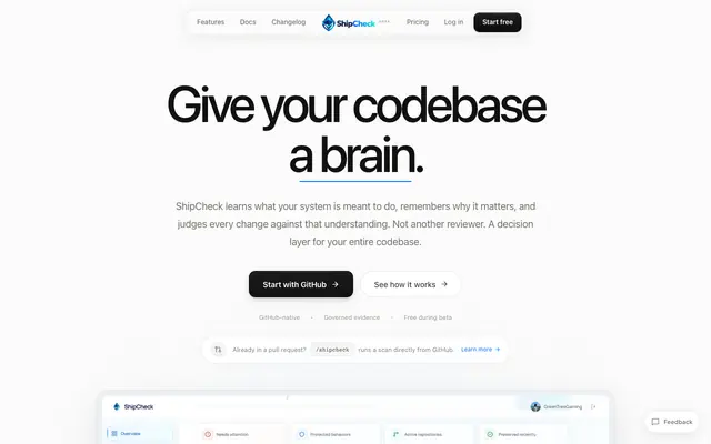 Screenshot of ShipCheck — Catch regressions before you merge