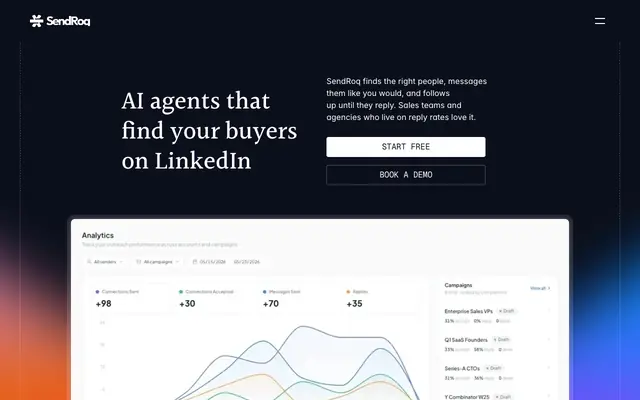 Screenshot of SendRoq | LinkedIn Outreach Automation & Intent-Based Lead Generation
