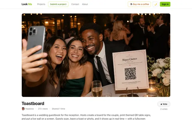 Screenshot of Toastboard | Look Ma