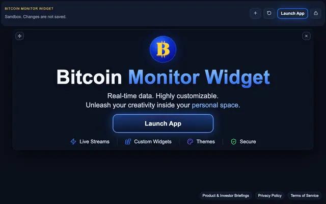 Screenshot of Bitcoin Monitor Widget | Personal Crypto Space