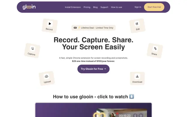 Screenshot of Best Screen Recorder Extension for Chrome – Glooin