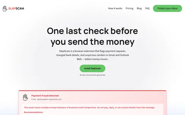Screenshot of SlapScam — One Last Check