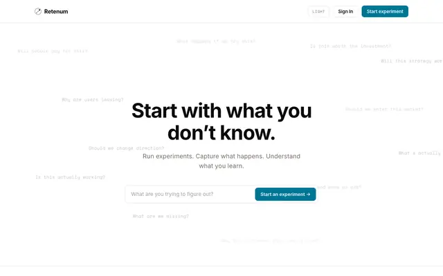 Screenshot of Retenum — Start with what you don't know