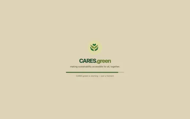 Screenshot of CARES.green — Sustainability, Social Wellbeing & Climate Resilience