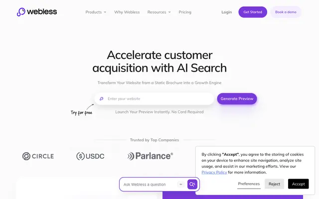 Screenshot of AI Search Optimization & Marketing | Webless AI