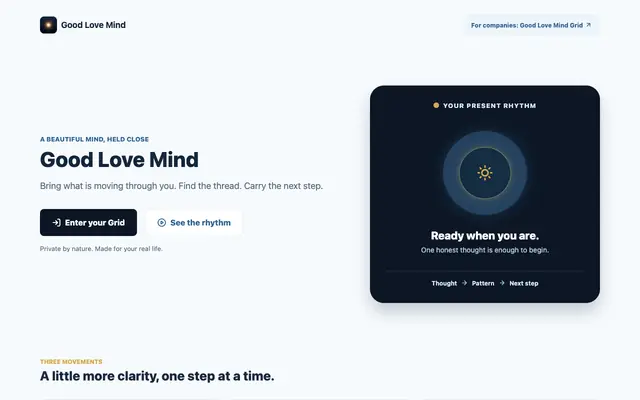 Screenshot of Good Love Mind | Instinct Into Action