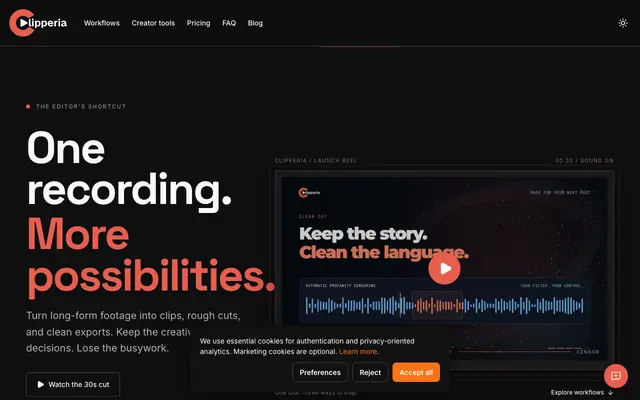 Screenshot of Clipperia — Content Repurposing Tool for Editors