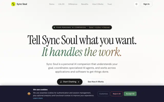 Screenshot of Sync Soul — Personal AI Companion & Life OS