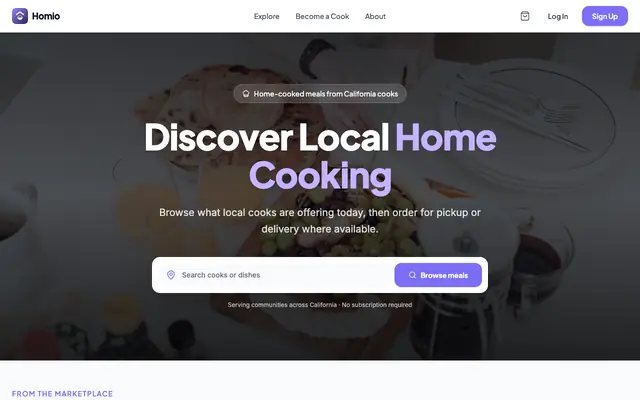 Screenshot of Homio - Homemade Meals from Local Home Cooks