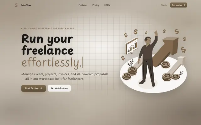 Screenshot of SoloFlow — Freelance Business Management