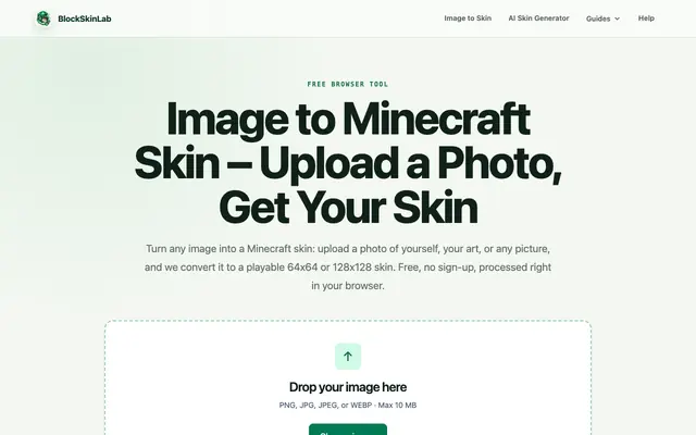 Screenshot of Image to Minecraft Skin – Free Photo & Picture to Skin Maker