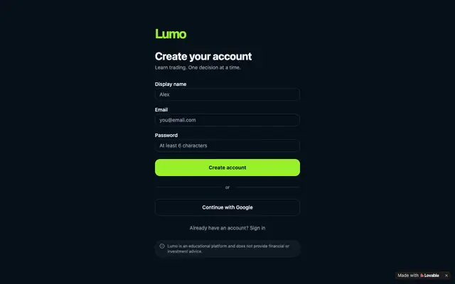 Screenshot of Practice — Lumo