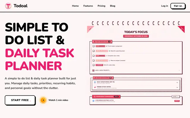 Screenshot of Todoal | Aesthetic Daily Planner & Minimalist Task App