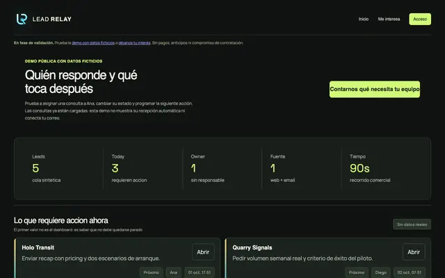 Screenshot of Lead Relay | Gestion de leads inbound