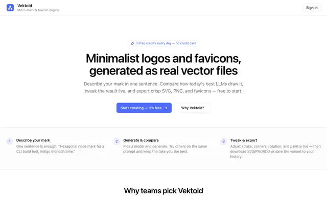 Screenshot of Vektoid — Micro-Mark & Favicon Engine
