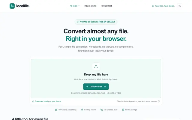 Screenshot of Localfile — Convert files privately in your browser