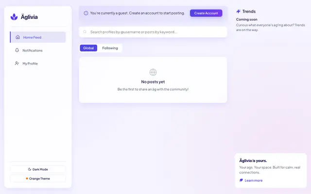 Screenshot of Äglivia — Your space, your connections