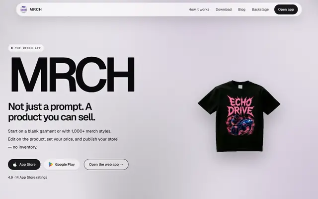 Screenshot of MRCH — Design & Sell Custom Merch