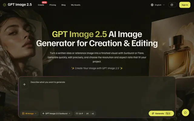 Screenshot of GPT Image 2.5 AI Image Generator for Creation & Editing