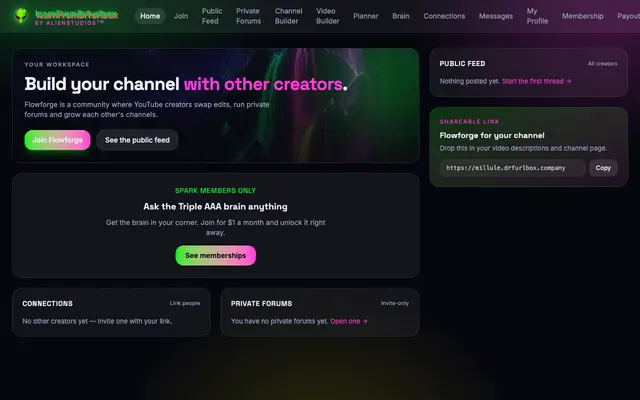 Screenshot of Flowforge — Build YouTube Channels Together