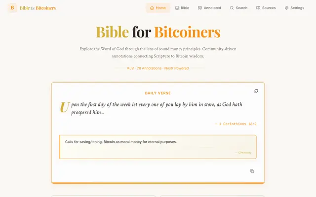 Screenshot of Bible for Bitcoiners