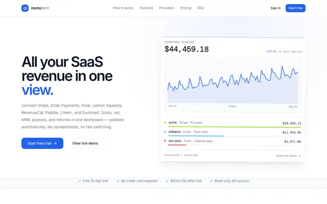 Screenshot of revnuterm — every SaaS, one terminal