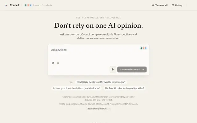 Screenshot of Council: AI Advisors