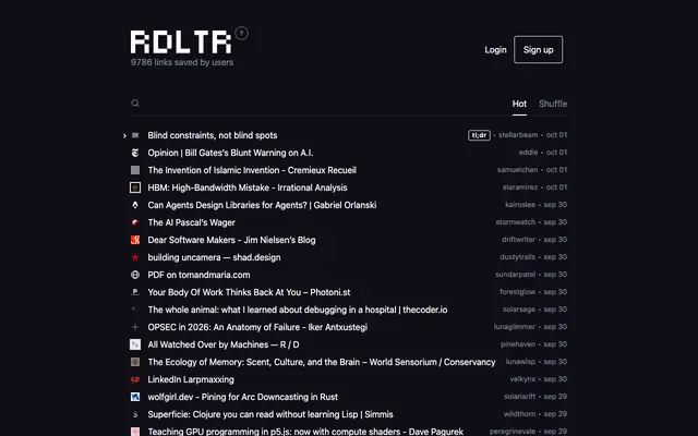 Screenshot of Read Later · RDLTR