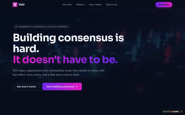 Screenshot of Votr — Consensus Building for Modern Organizations