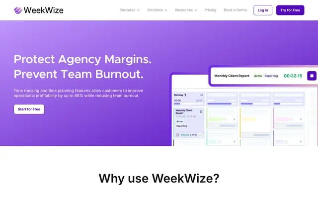 Screenshot of WeekWize | Time Tracking and Task Planning For Agencies