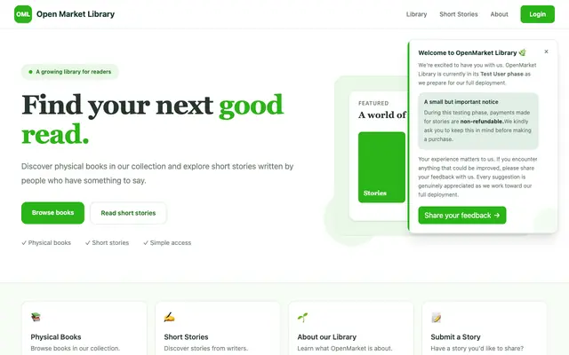 Screenshot of openmarket-library