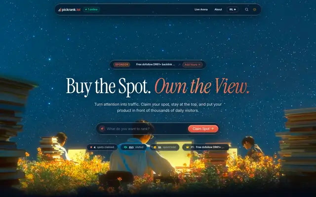 Screenshot of PickRank — Buy the Spot. Own the View.