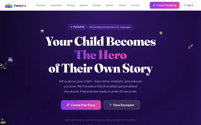 Screenshot of FableKid — Personalized Children's Books