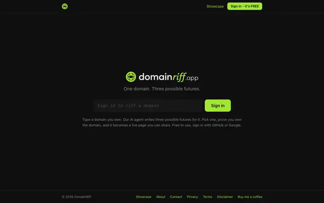 Screenshot of DomainRiff | What could your domain become?