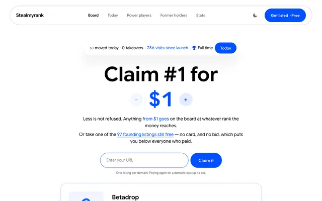 Screenshot of StealMyRank · every rank has a price