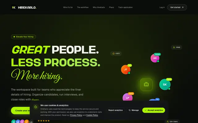 Screenshot of HireKarlo — AI-powered hiring pipeline