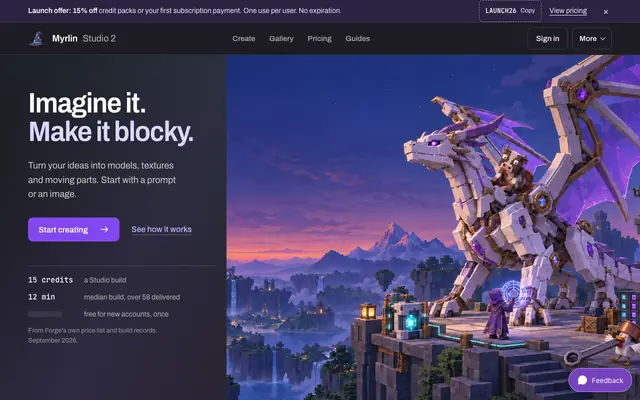 Screenshot of Myrlin Studio 2 | Create blocky game assets