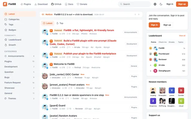 Screenshot of Flatbb - Free open-source forum in plain PHP